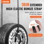 VEVOR 10 Piece Flat Bungee Cord, 20 mm Heavy Duty Bungee Straps with Steel S-Hooks, 36" Elastic Bungee Rope for Cargo, Tarps, Trucks and Tent, Black