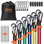 VEVOR 30 Piece Bungee Cords Assortment, 8 mm Heavy Duty Bungee Straps with A3 Steel Carabiners, Includes 10", 18", 24", 36", 48", 60", 72", Portable Storage Bag, 6 Clips & Canopy Ties