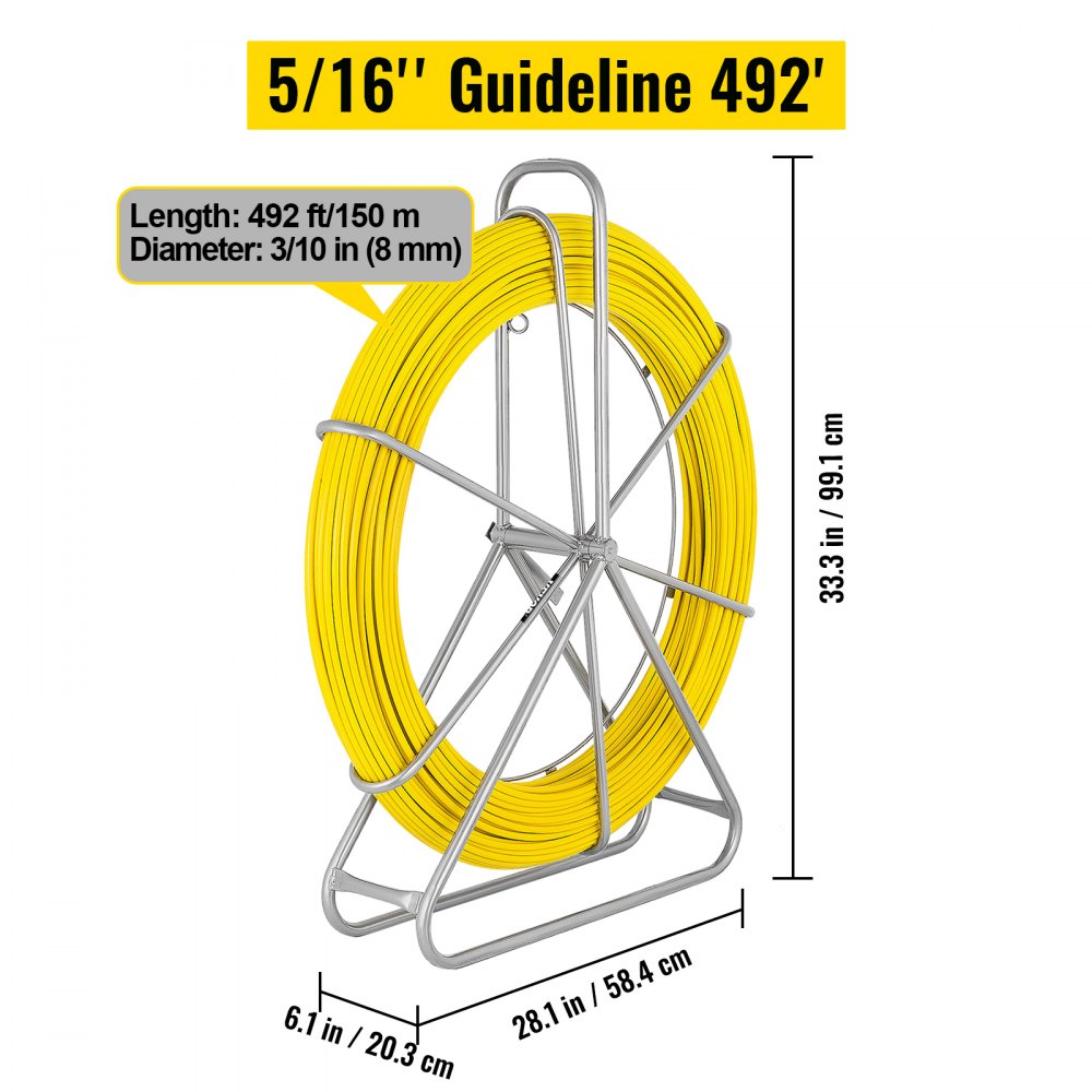 VEVOR 8MM*150M Glasvezel Draadkabel Lopende Hengel Vis Tape Trekker Lokale Fishtape Reel