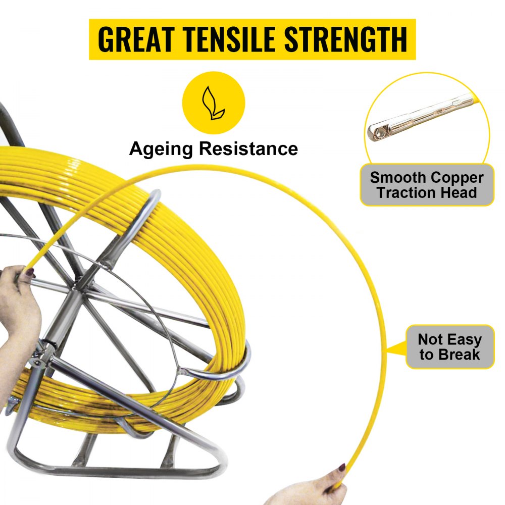 VEVOR 8MM*150M Glasvezel Draadkabel Lopende Hengel Vis Tape Trekker Lokale Fishtape Reel