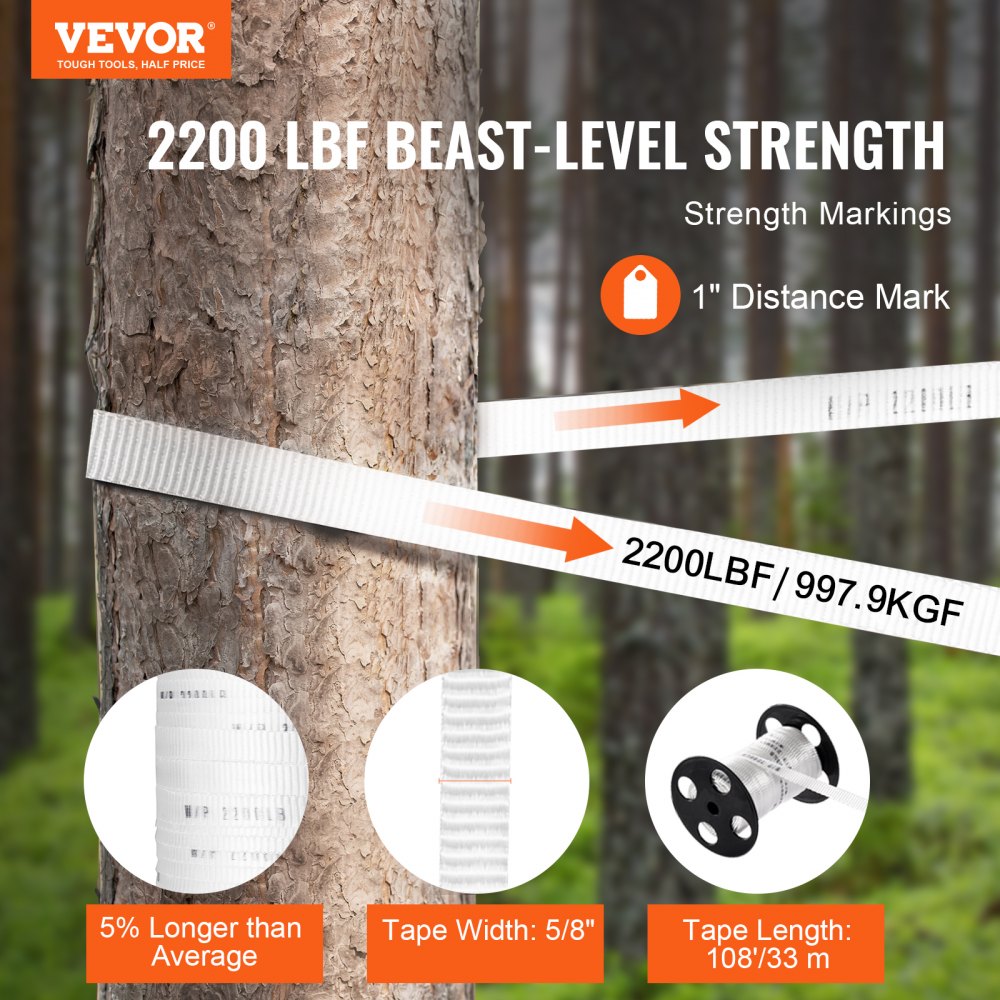 VEVOR Polyester Strapping Band 998 kgf Treksterkte, Power Strap 33 m x 1,6 cm, Polyester Strap, voor Verpakking, Verzending, Spangereedschap, Doe-het-zelf en Bedrading