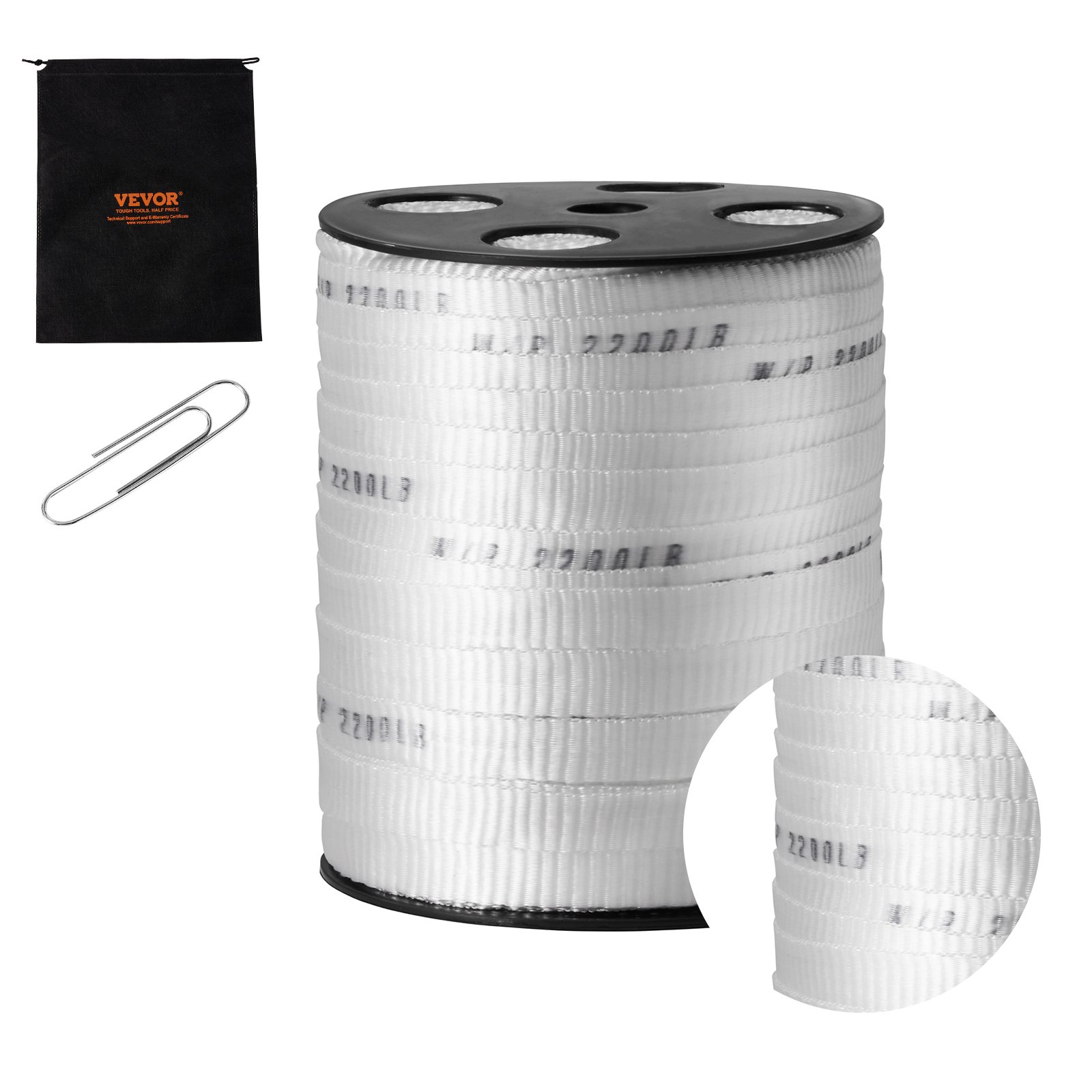 VEVOR Polyester Strapping Band 998 kgf Treksterkte, Power Strap 96,9 m x 1,6 cm, Polyester Strap, voor Verpakking, Verzending, Spangereedschap, voor Doe-het-zelf werk en Bedrading