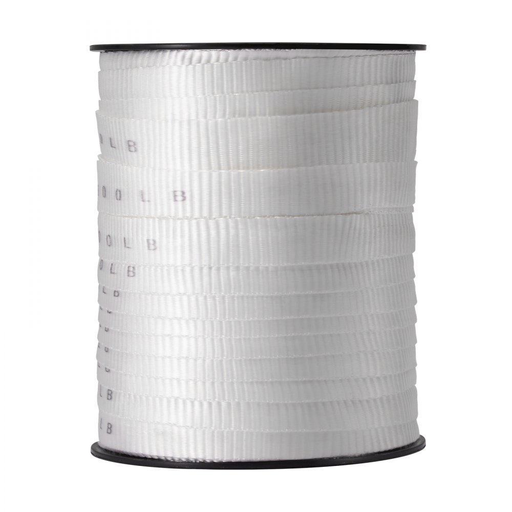 VEVOR Polyester trekband, 80,8 m x 1,9 cm, trekvermogen 1134 kgf, bedrukte band voor het trekken van kabels voor verpakkingen, tuinieren, commerciële elektriciteit, leidingwerk, wit