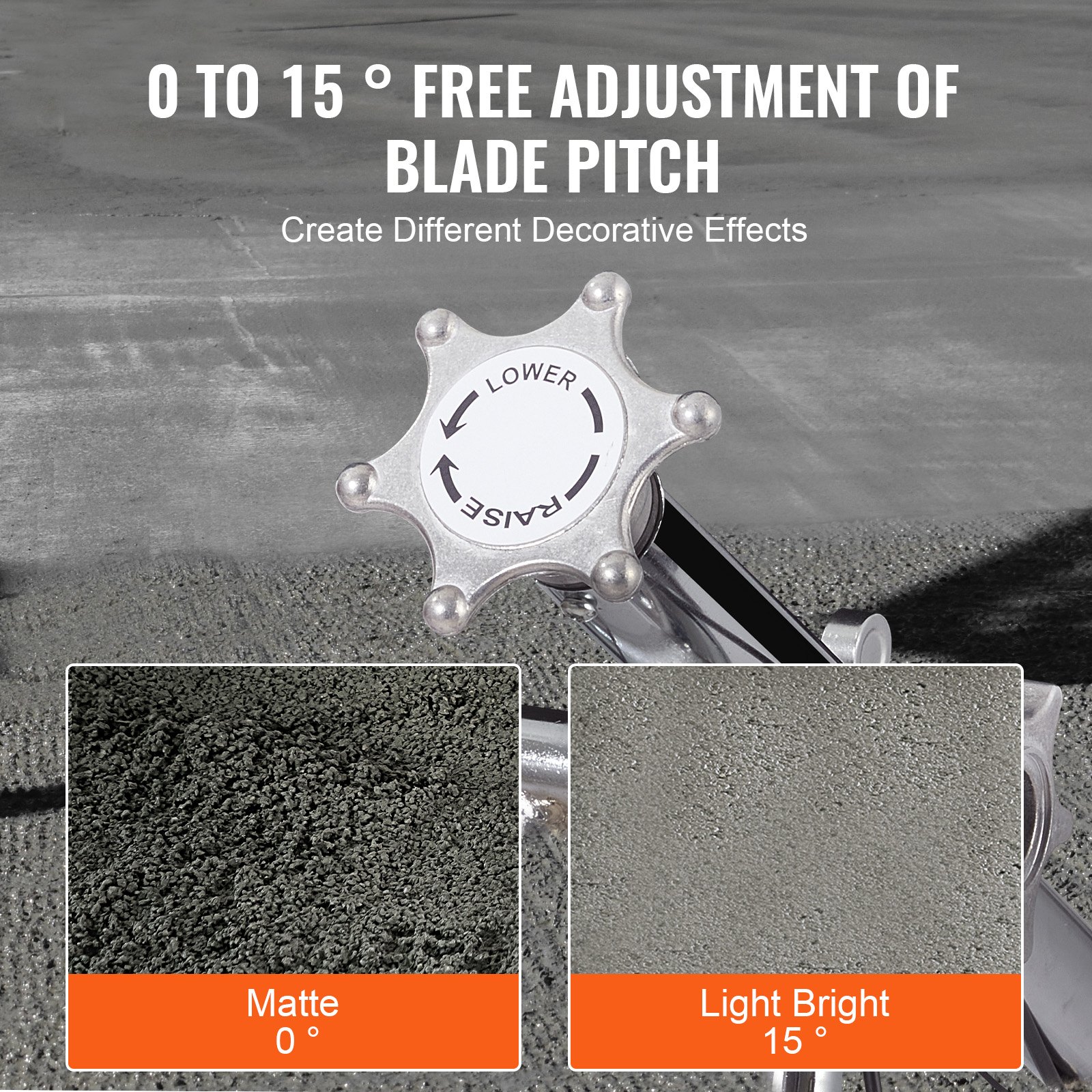 VEVOR Power Troffel, 38-inch handbediende cementtroffel met gladstrijkbak, 6 pk gasaangedreven oppervlaktegladmachine voor gladde betonoppervlakken, zware commerciële afwerkvloer, betoncement met gladstrijkblad, oranje