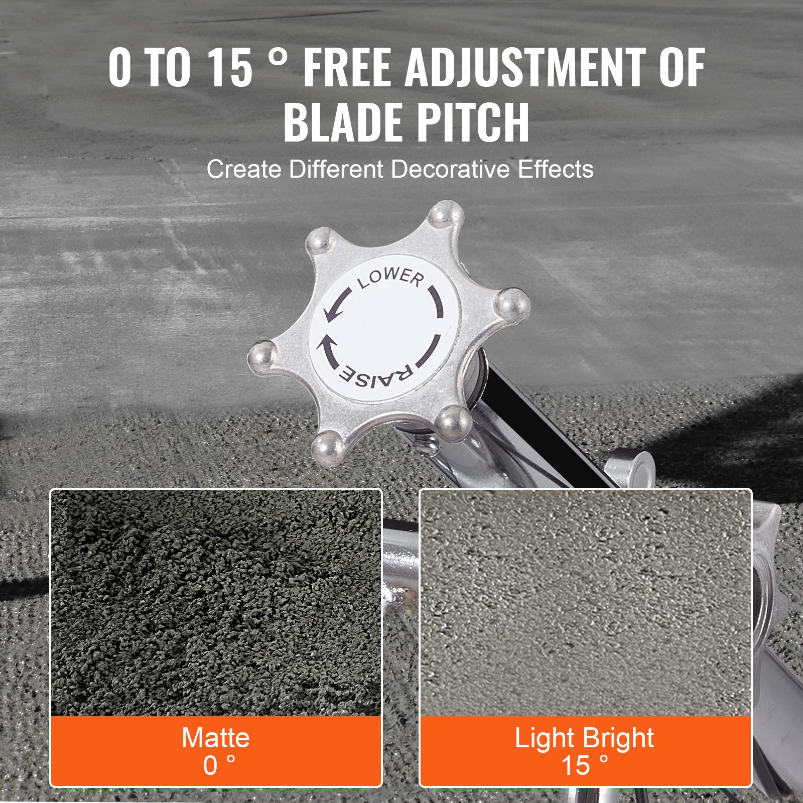 VEVOR Power Trowel, 46” Walk-Behind Cement Trowel with Float Pan, 14HP Gas-Powered Smooth Concrete Surface Finisher, Heavy Duty Commercial Screed Concrete Cement with Finishing Blade, Orange