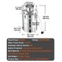 VEVOR Water Alcohol Distiller 50L Distillatiesysteem 2800W RVS Sterkedrank Distilleerder Complete Set Inbegrepen, Eindproducten Fruitwijnen, Whisky, Schnapps, Champagne, Wodka etc.
