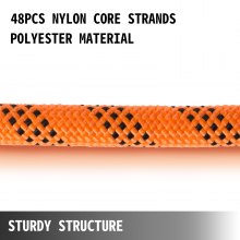 VEVOR 16 mm dubbel gevlochten polyester touw, 61 m nylon trektouw, 4 ton polyester belastingszeiltouw met hoge sterkte voor boomverzorger, tuinieren, marine