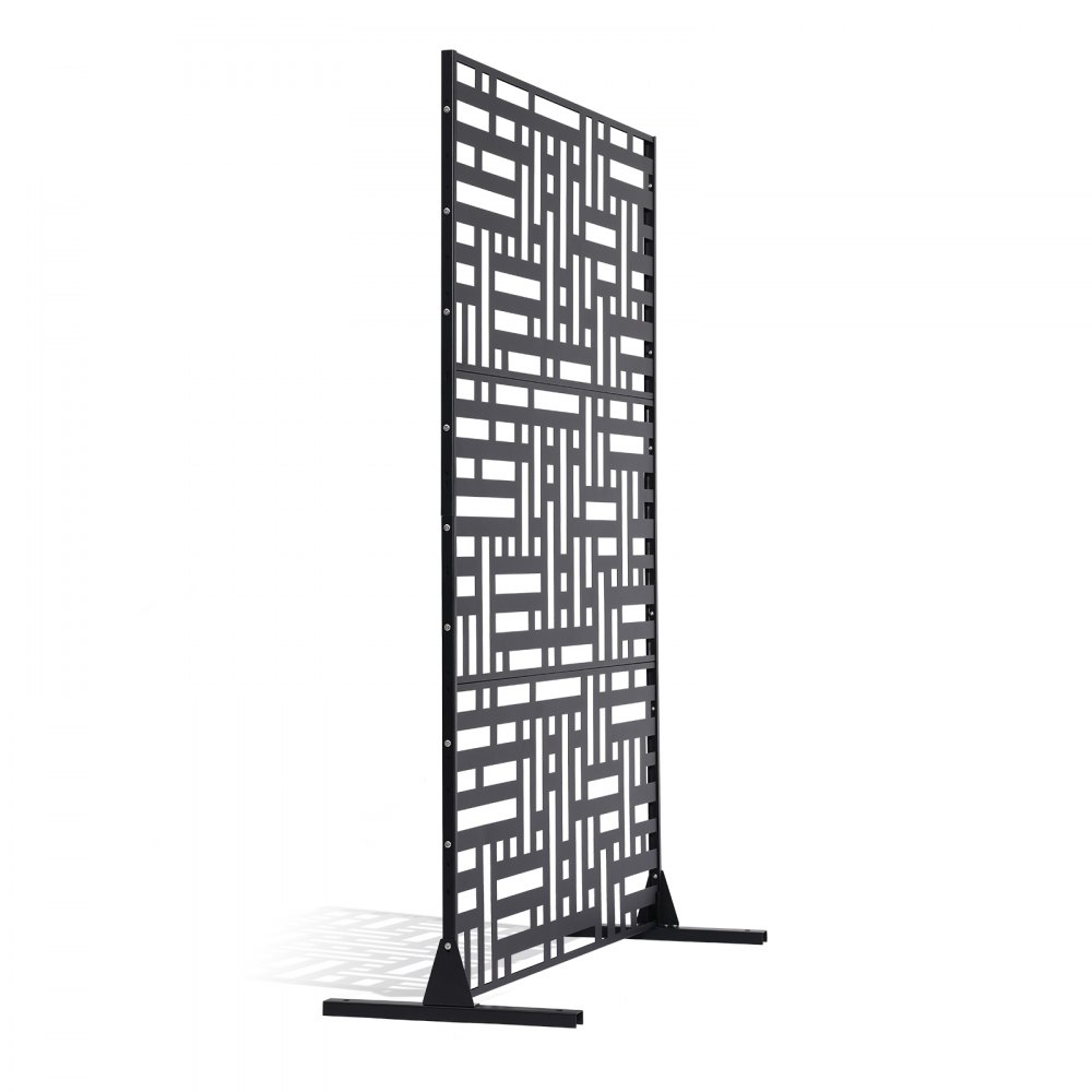VEVOR Screen, 120x50,8x193 cm, privacyscherm voor buiten, vrijstaande scheidingswand met standaard, decoratieve stalen kamerverdeler voor balkon, terras, binnen, hottub, zwart