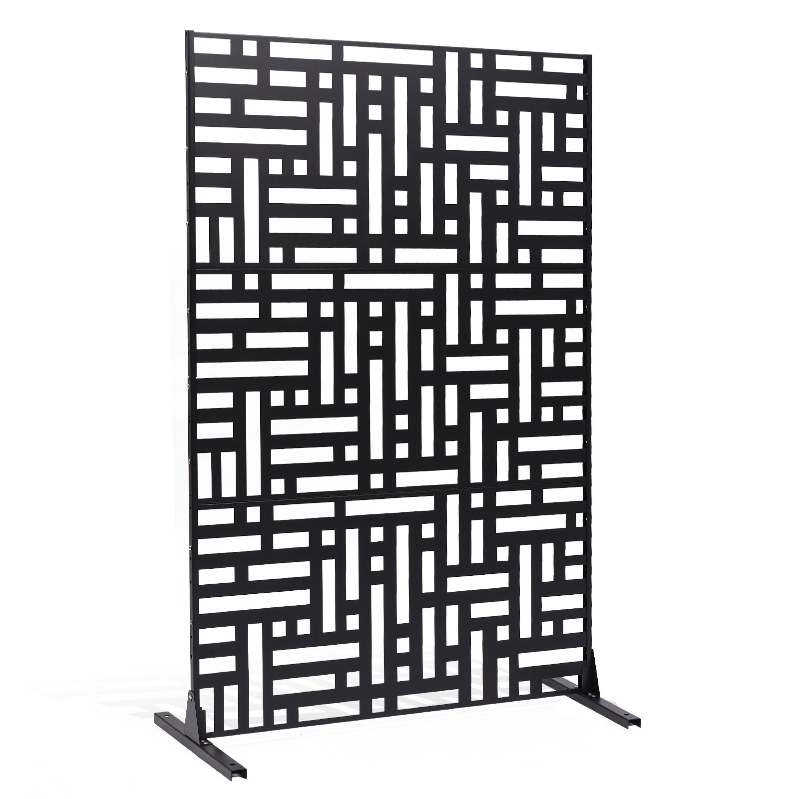 VEVOR Screen, 120x50,8x193 cm, privacyscherm voor buiten, vrijstaande scheidingswand met standaard, decoratieve stalen kamerverdeler voor balkon, terras, binnen, hottub, zwart