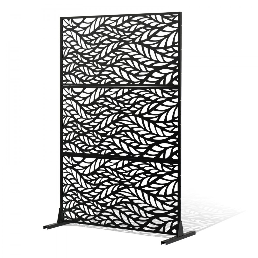 VEVOR Screen, 120x50,8x183 cm, Buitenschermen en panelen, Vrijstaande scheidingswand met standaard, Decoratieve kamerverdeler voor balkon, terras, binnen, Zwart