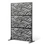 VEVOR Metal Privacy Screen, 47" W x 72" H, Outdoor Privacy Screens & Panels, Freestanding Outdoor Divider with Stand, 3-Panel Decorative Garden Steel Privacy Fence for Balcony Patio Indoor Room Black