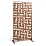VEVOR Metal Privacy Screen, 47" W x 76" H, Outdoor Privacy Screens 3-Panel, Freestanding Outdoor Divider with Stand, Decorative Garden Steel Privacy Fence for Balcony Patio Indoor Room Hot Tub Brown