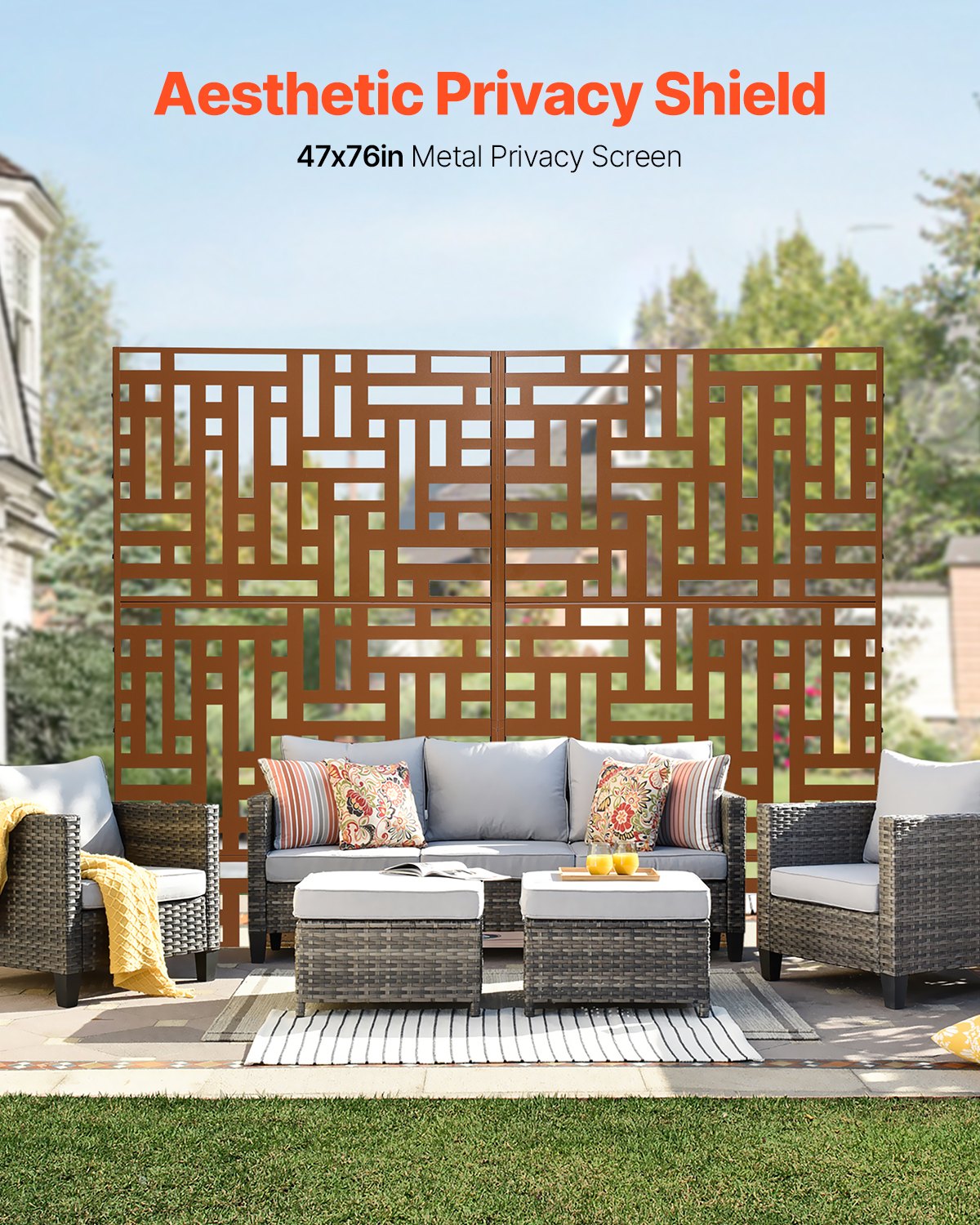 VEVOR Screen, 120x50,8x193 cm, privacyscherm voor buiten, vrijstaande scheidingswand, kamerverdeler met standaard, decoratieve kamerverdeler voor balkon, terras, binnen, hottub, bruin
