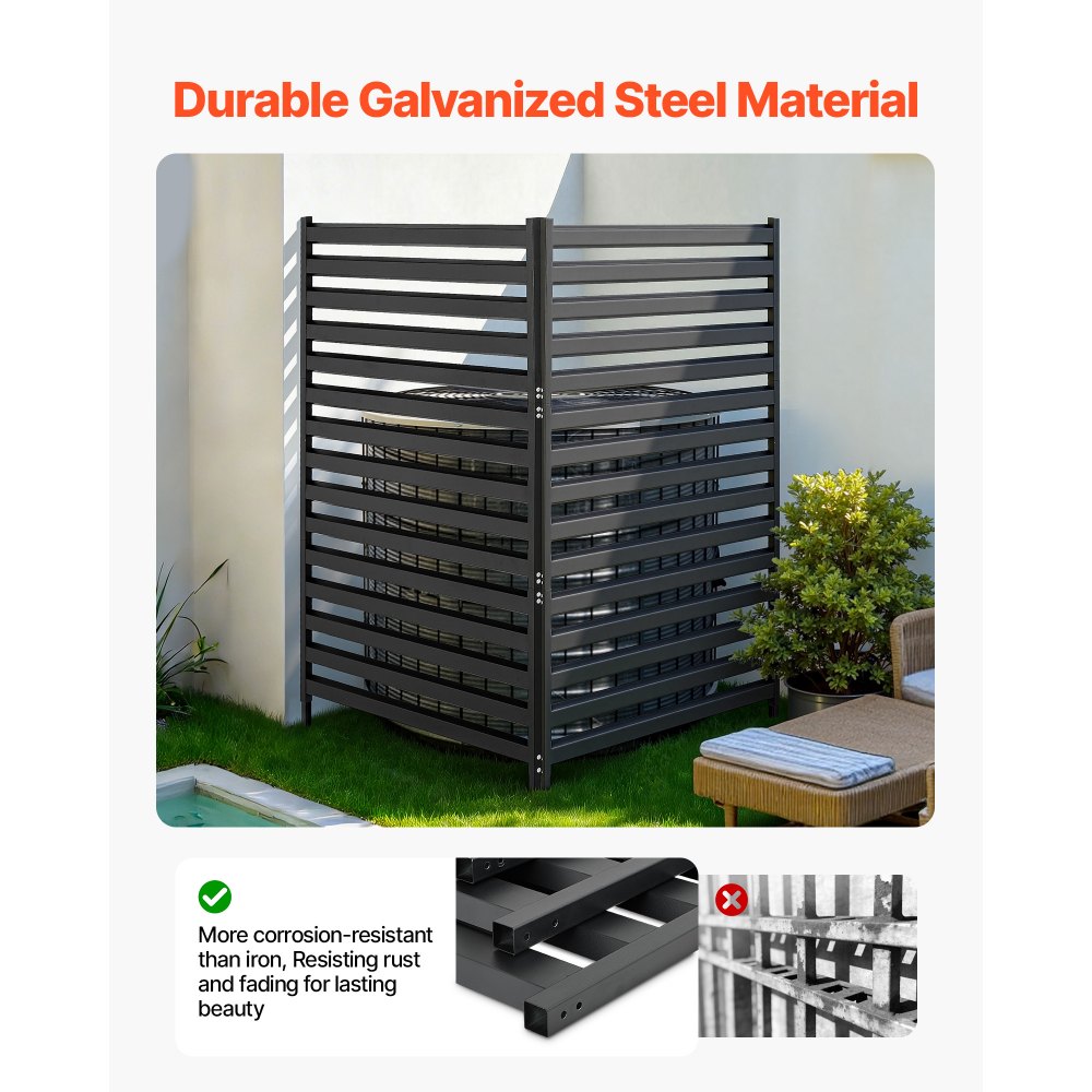 VEVOR Opklapbaar scherm 95,5x183 cm, metalen kamerscherm, scheidingswand met grondpinnen, privacyscherm, kamerverdeler, decoratieve privacywand, ideaal voor tuin, terras, erf, balkon, zwart