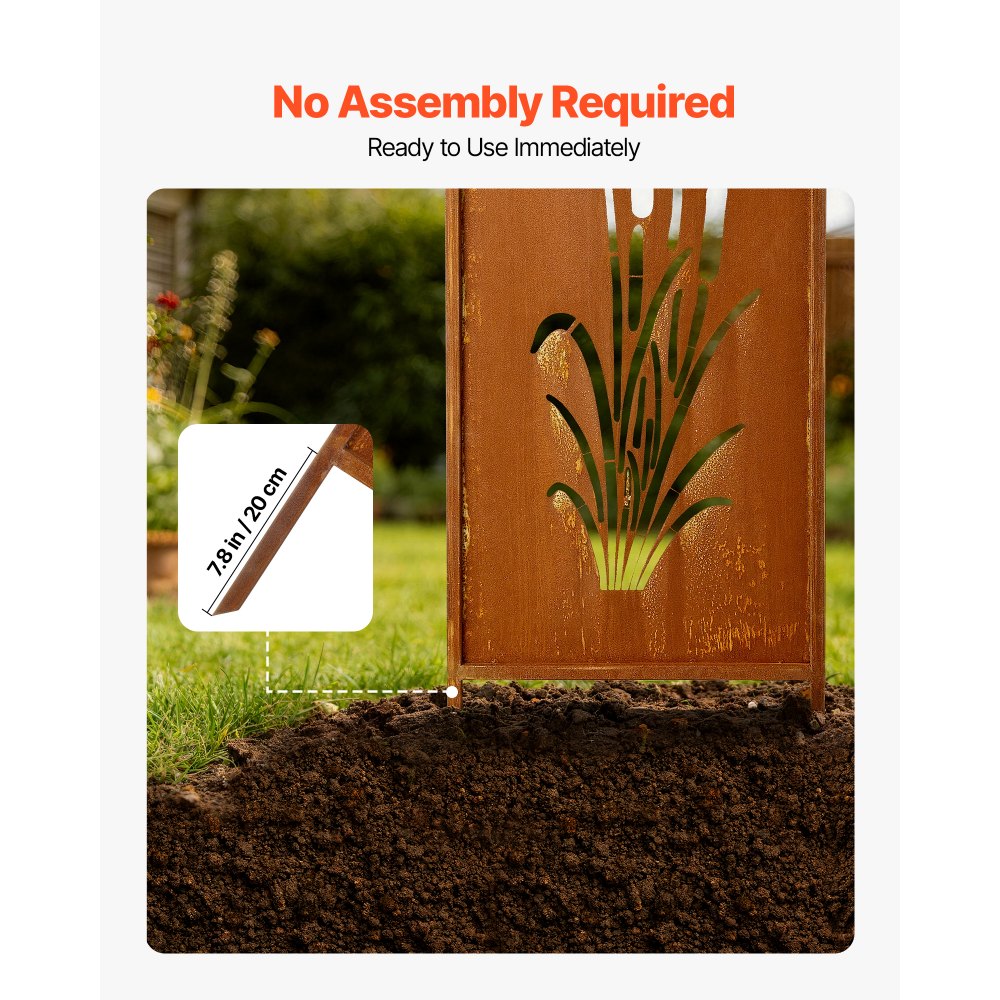 VEVOR Vouwscherm, 50x160 cm, Set van 2, Metalen Ruimteverdeler, Scheidingswand met Grondpinnen & Koolstofstalen Paneel, Privacyscherm, Ruimteverdeler, Decoratieve Privacywand voor Tuin, Terras, Erf, Balkon