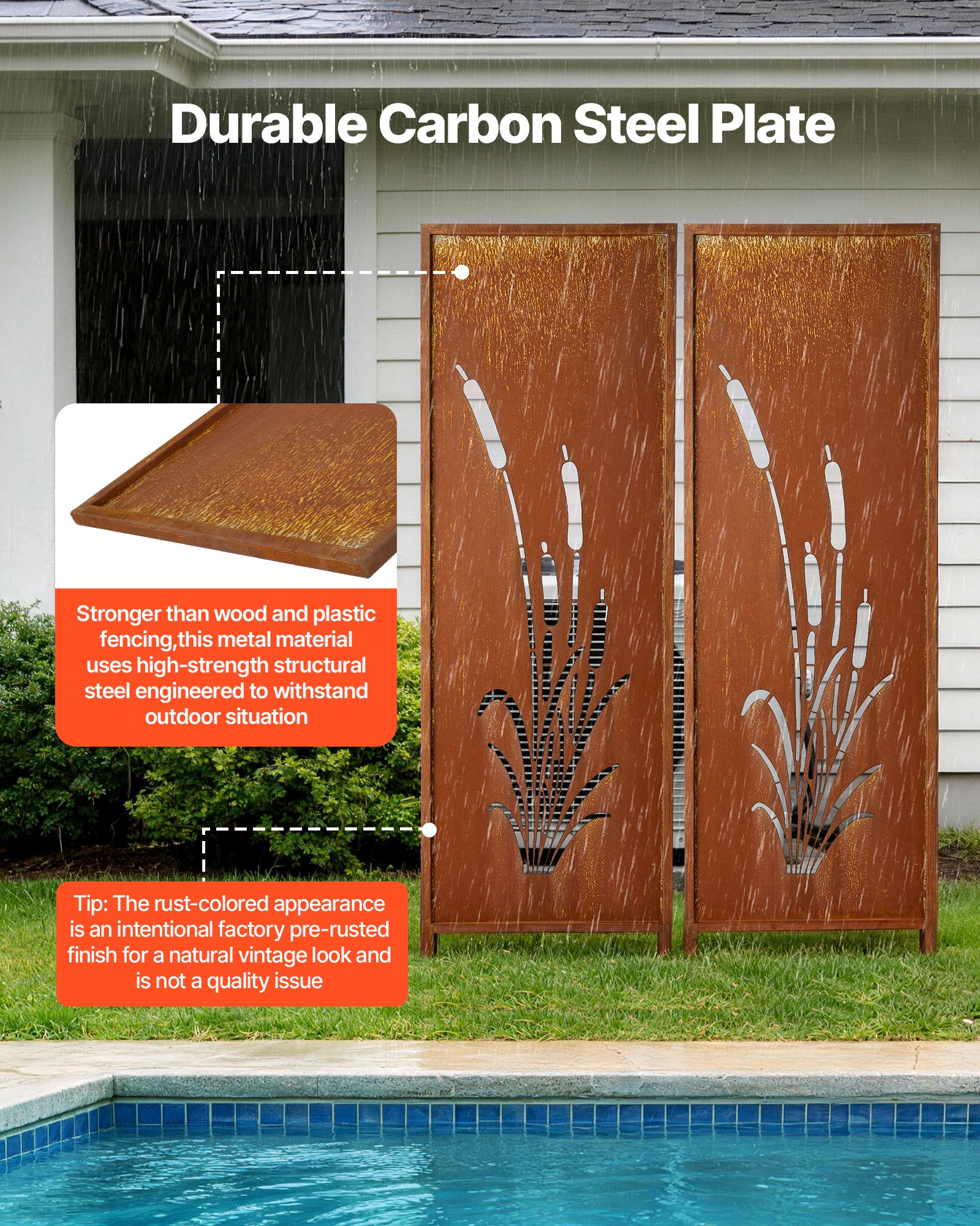 VEVOR Vouwscherm, 50x160 cm, Set van 2, Metalen Ruimteverdeler, Scheidingswand met Grondpinnen & Koolstofstalen Paneel, Privacyscherm, Ruimteverdeler, Decoratieve Privacywand voor Tuin, Terras, Erf, Balkon