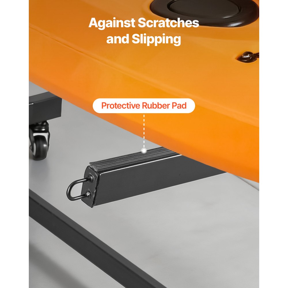 VEVOR Vrijstaande kajakopbergrek voor 2 kajaks/kano's/surfplanken/paddleboards, kajakstandaard met vergrendelbare wielen voor binnen- en buitengebruik, verstelbare kajakhouder 80 kg