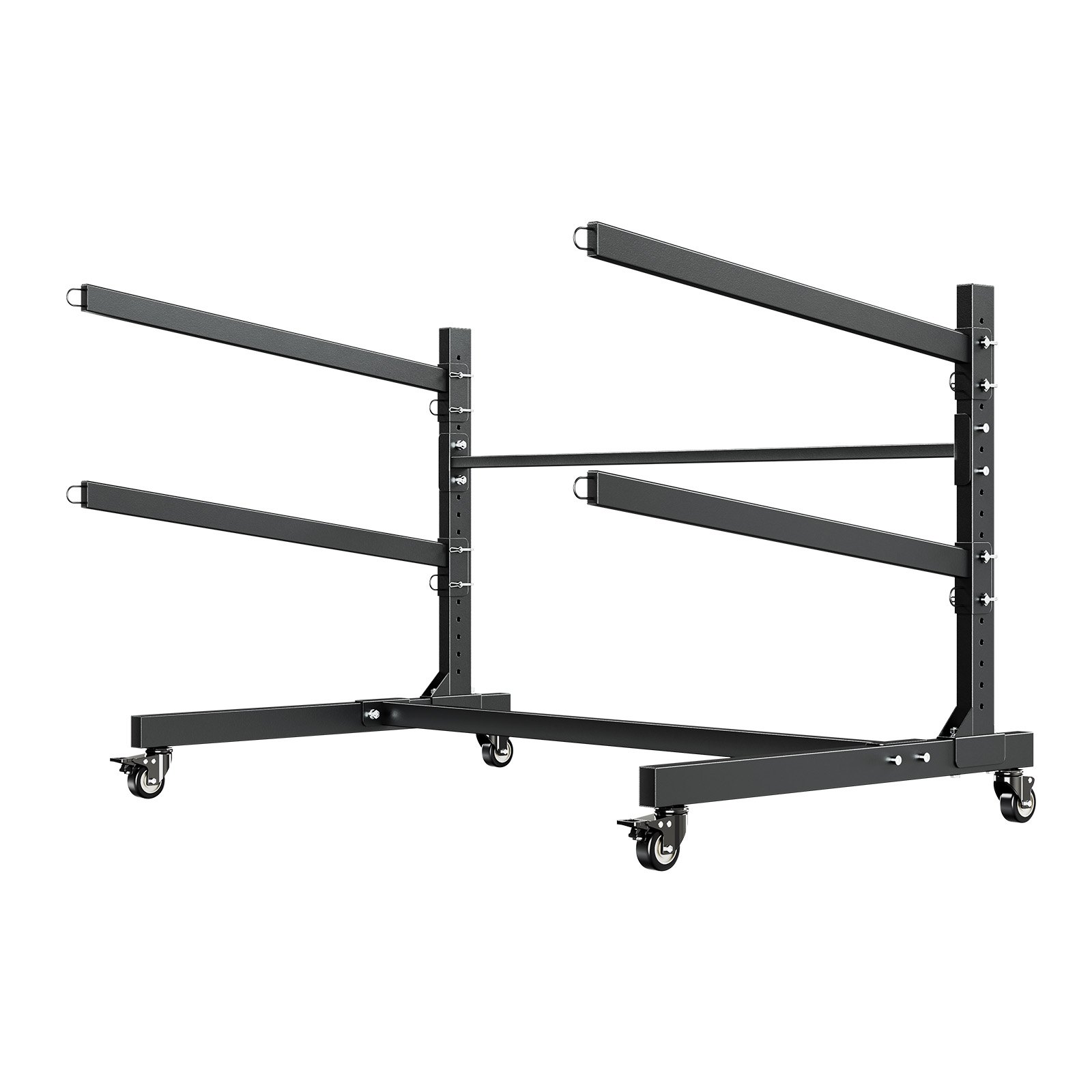 VEVOR Vrijstaande kajakopbergrek voor 2 kajaks/kano's/surfplanken/paddleboards, kajakstandaard met vergrendelbare wielen voor binnen- en buitengebruik, verstelbare kajakhouder 80 kg