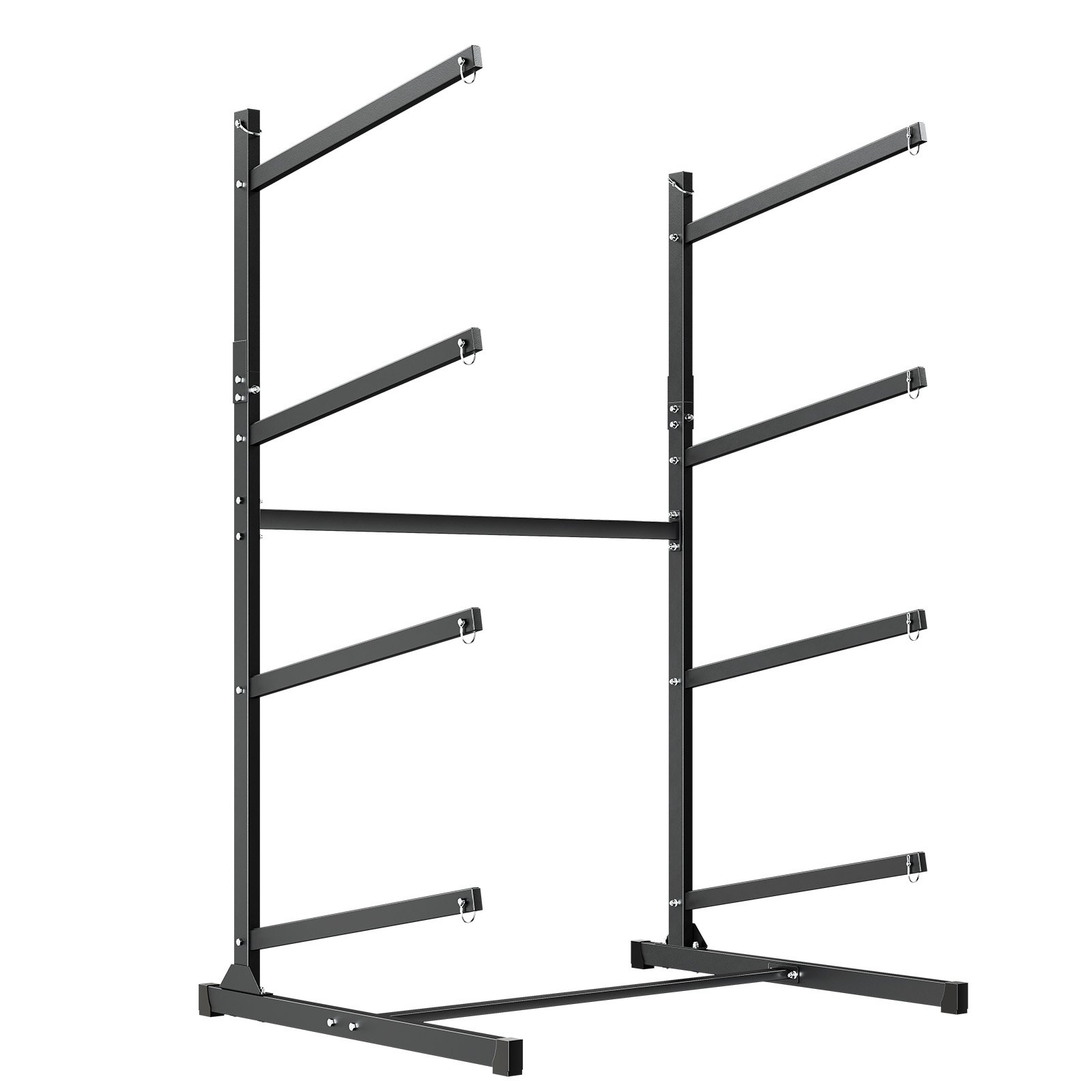 VEVOR Vrijstaande kajakopbergstandaard voor 4 kajaks/kano's/surfplanken/paddleboards, kajakstandaard voor binnen- en buitengebruik, verstelbare kajakhouder, draagvermogen van 90 kg.