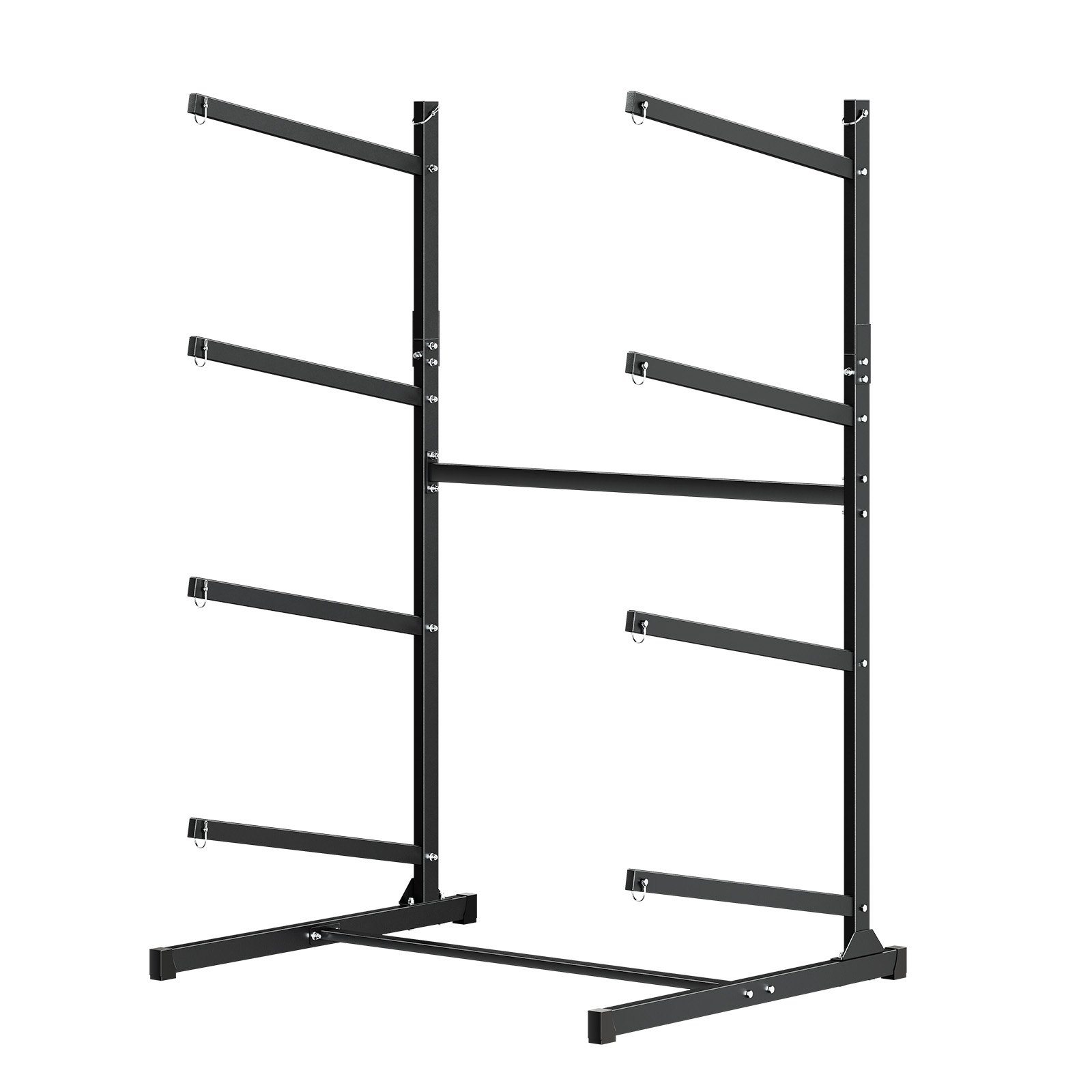 VEVOR Vrijstaande kajakopbergstandaard voor 4 kajaks/kano's/surfplanken/paddleboards, kajakstandaard voor binnen- en buitengebruik, verstelbare kajakhouder, draagvermogen van 90 kg.