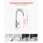VEVOR Touchless Kitchen Bar Sink Faucet, Single Handle Automatic Motion Sensor Bathroom Faucet, Hands-Free Adjustable Cold Hot Water Mixer Flexible Swivel for 9.5 mm Pipe,Chrome Plated Silver