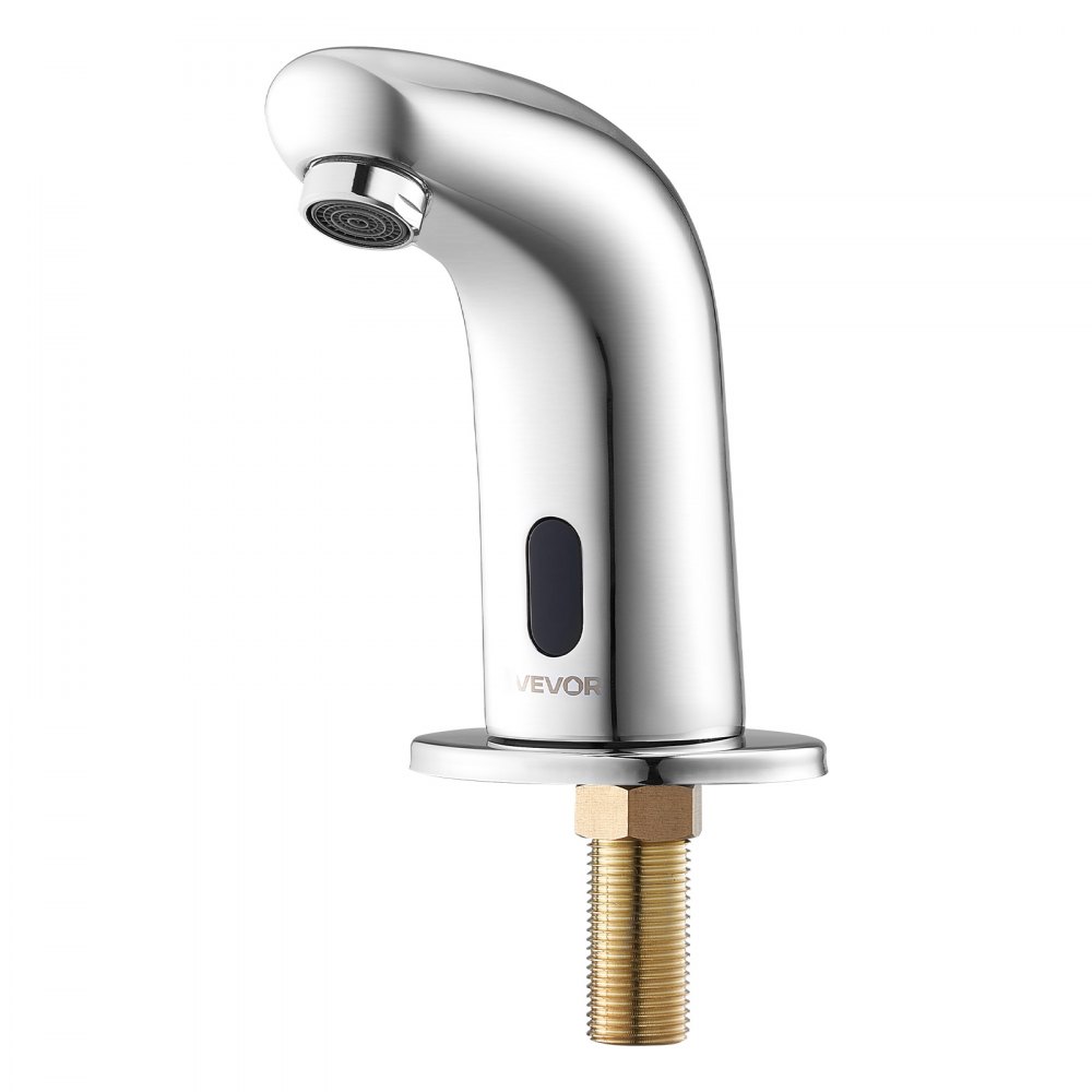 VEVOR Aanraakloze wastafelkraan (verchroomd zilver G112M) Badkamer, wastafelkraan met sensor en afdekking, kraan op batterijen, toiletkraan, wastafelkraan