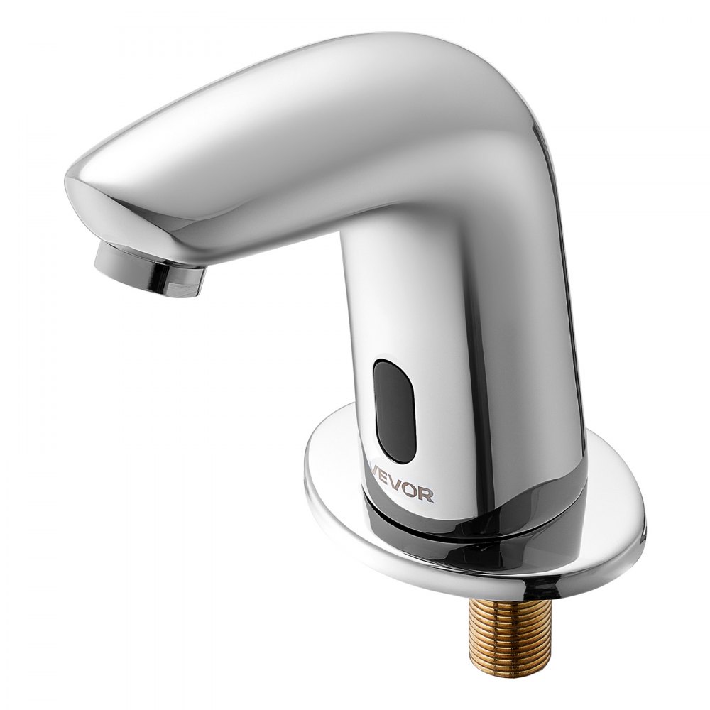 VEVOR Aanraakloze wastafelkraan (verchroomd zilver G112M) Badkamer, wastafelkraan met sensor en afdekking, kraan op batterijen, toiletkraan, wastafelkraan