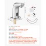 VEVOR Touchless Bathroom Sink Faucet, Automatic Motion Sensor Restroom Toilet Faucet Cold Water with Hole Cover Plate, Battery Operated for 9.5 mm Pipe Commercial Lavatory,Chrome Plated Silver G112M