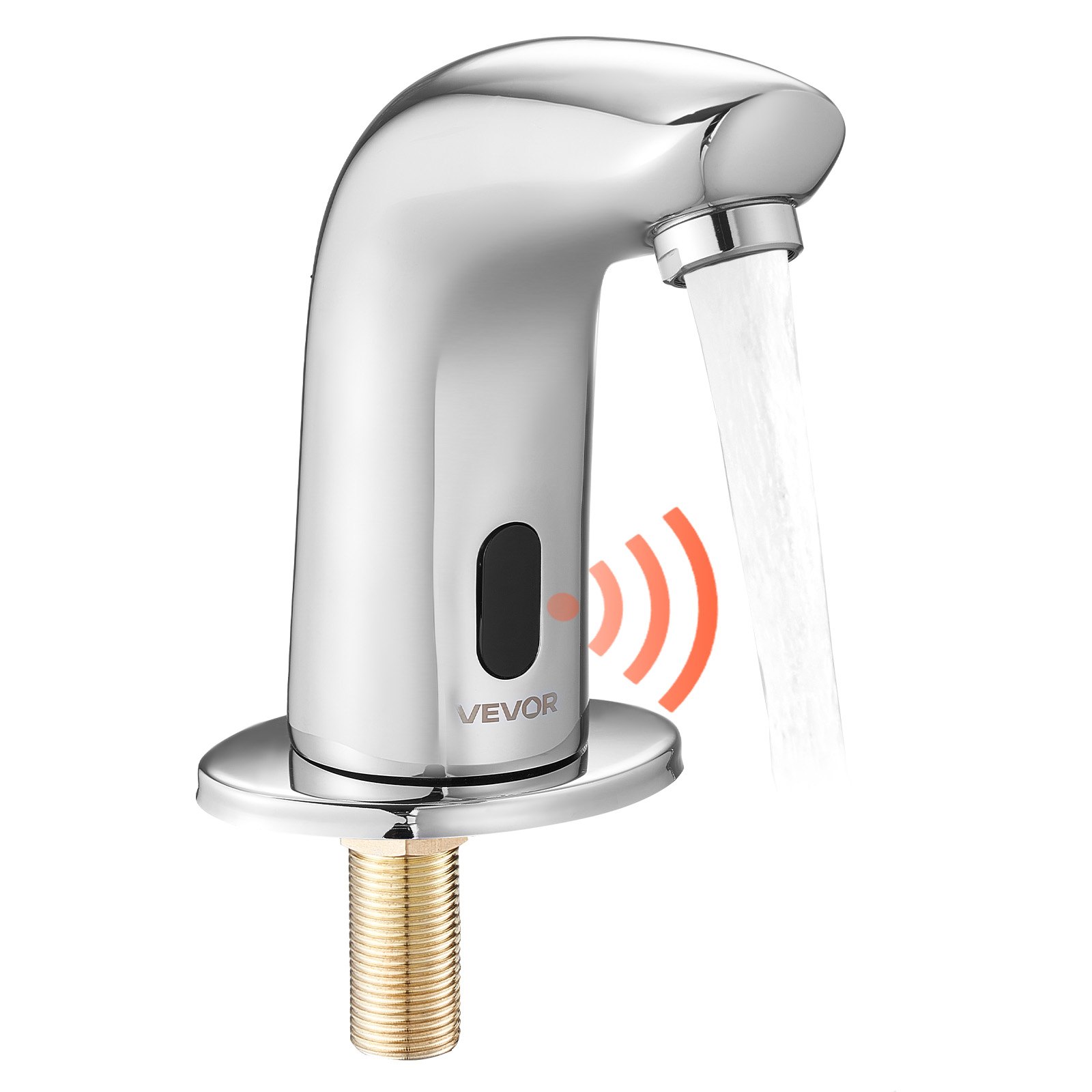 VEVOR Aanraakloze wastafelkraan (verchroomd zilver G112M) Badkamer, wastafelkraan met sensor en afdekking, kraan op batterijen, toiletkraan, wastafelkraan