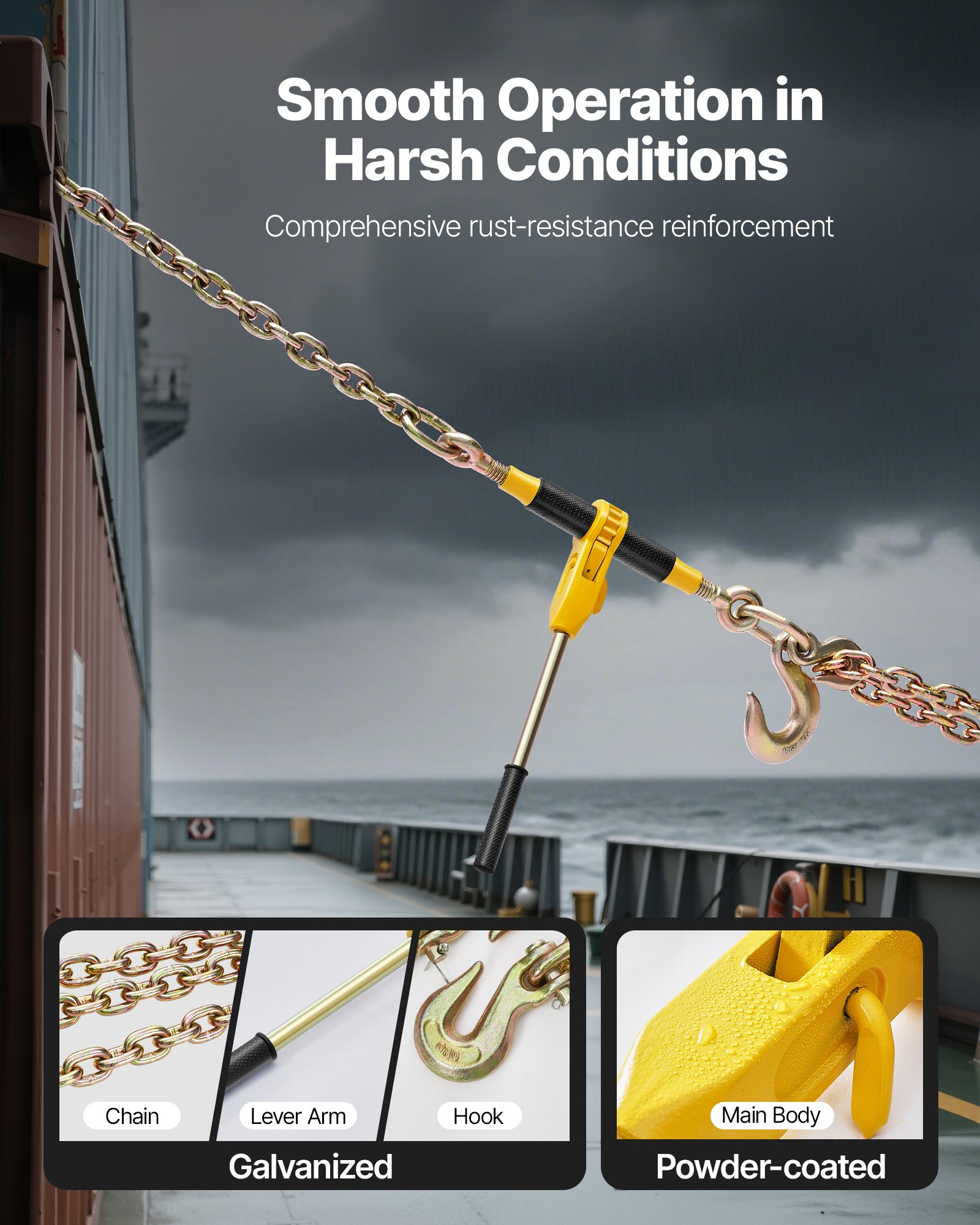 VEVOR Ratchet Chain Binder, 9200 lbs Working Load, Chain Binders Compatible with 3/8 in - 1/2 in Chains, Heavy Duty Ratchet Load Binder with Handles for Truck, Tie Down, Hauling, Towing, Logging