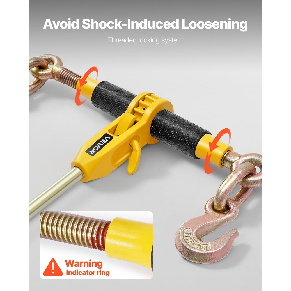 VEVOR ratelspanner 3628 kg, ratelspanner, spankettingen G80, ratelbinder, set spankettingen en binders, sjorbanden voor transport, slepen, houttransport (verpakking van 4)