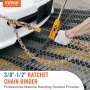 VEVOR Ratchet Chain Tie Downs 2 Pack 3/8"-1/2" Heavy Duty Load Tie Downs with G80 Chains 12000lbs Safe Load Limit, Labor-Saving Anti-Slip Handle Tension Chain Tie Downs for Lowboy Truck Trailer