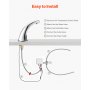 VEVOR Touchless Bathroom Sink Faucet, Automatic Motion Sensor Restroom Toilet Faucet with Hole Cover Plate, Battery Operated,Hot/Cold Water for 9.5 mm Pipe Commercial Lavatory,Chrome Plated Silver