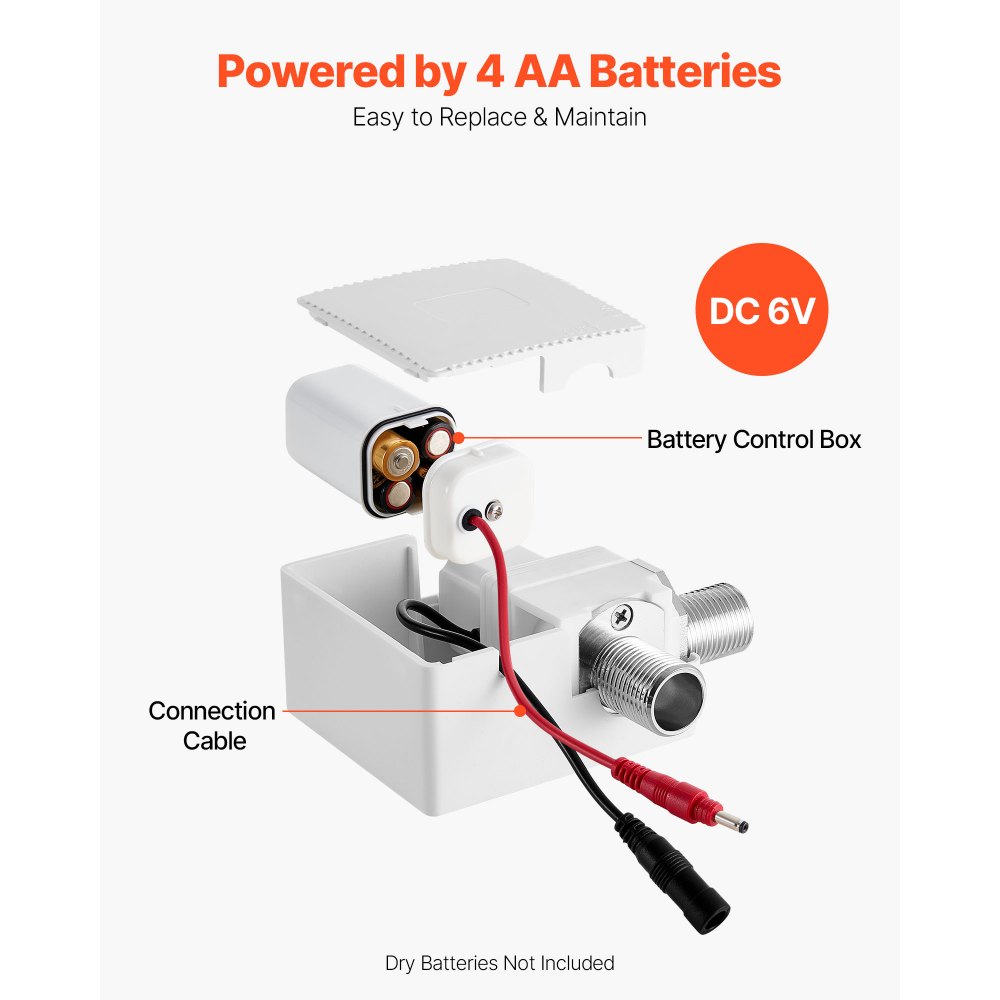 VEVOR Touchless wastafelkraan (matzwart) Automatische wastafelkraan voor in de badkamer, handsfree verstelbare sensorkraan (koud/warm), kraan op batterijen, toiletkraan