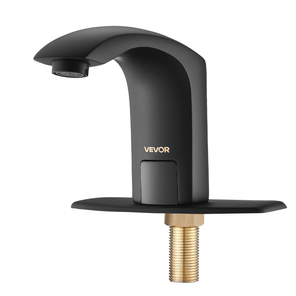 VEVOR Touchless wastafelkraan (matzwart) Automatische wastafelkraan voor in de badkamer, handsfree verstelbare sensorkraan (koud/warm), kraan op batterijen, toiletkraan