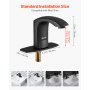 VEVOR Touchless Bathroom Sink Faucet, Automatic Motion Sensor Restroom Toilet Faucet with Hole Cover Plate, Battery Operated,Adjustable Temperature for 9.5 mm Pipe Commercial Lavatory,Matte Black