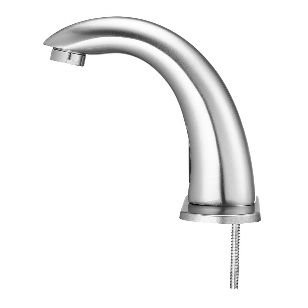 VEVOR Touchless wastafelkraan (geborsteld nikkel) Automatische wastafelkraan, handsfree toiletkraan, kraan op batterijen met instelbare koude/warme temperatuur