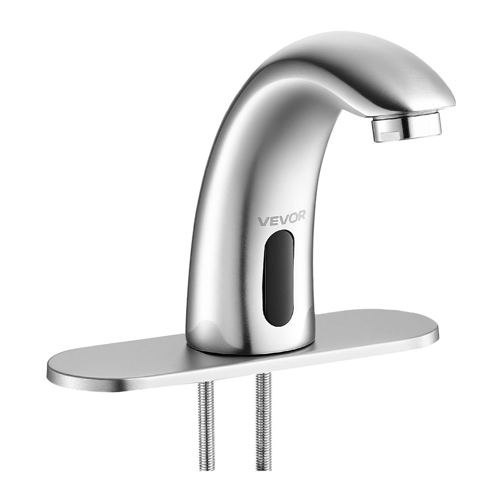 VEVOR Touchless wastafelkraan (geborsteld nikkel) Automatische wastafelkraan, handsfree toiletkraan, kraan op batterijen met instelbare koude/warme temperatuur