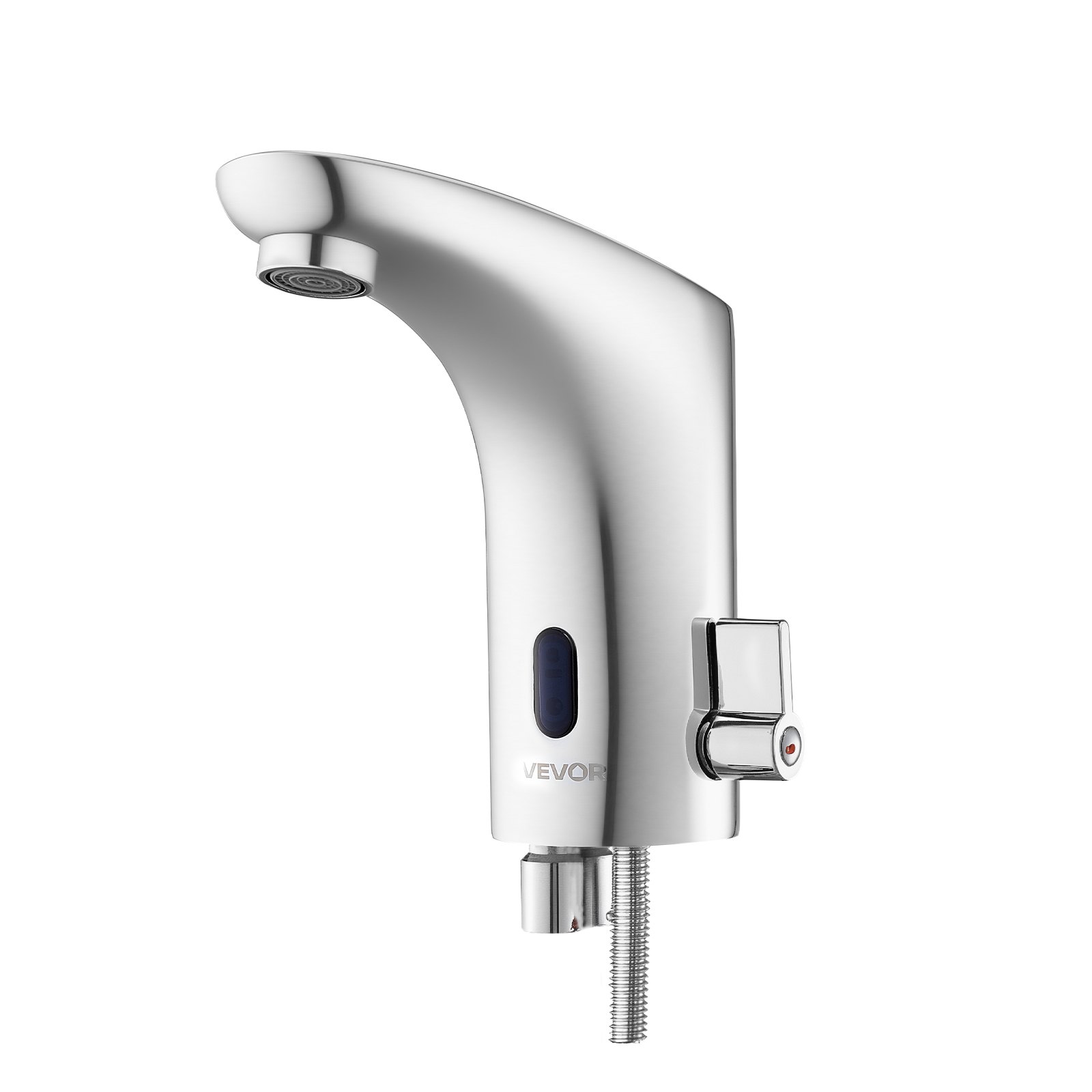 VEVOR Touchless wastafelkraan (verchroomd zilver) Automatische wastafelkraan voor in de badkamer, handsfree verstelbare eengreepsmengkraan, op batterijen werkende sensorkraan, verchroomd zilver