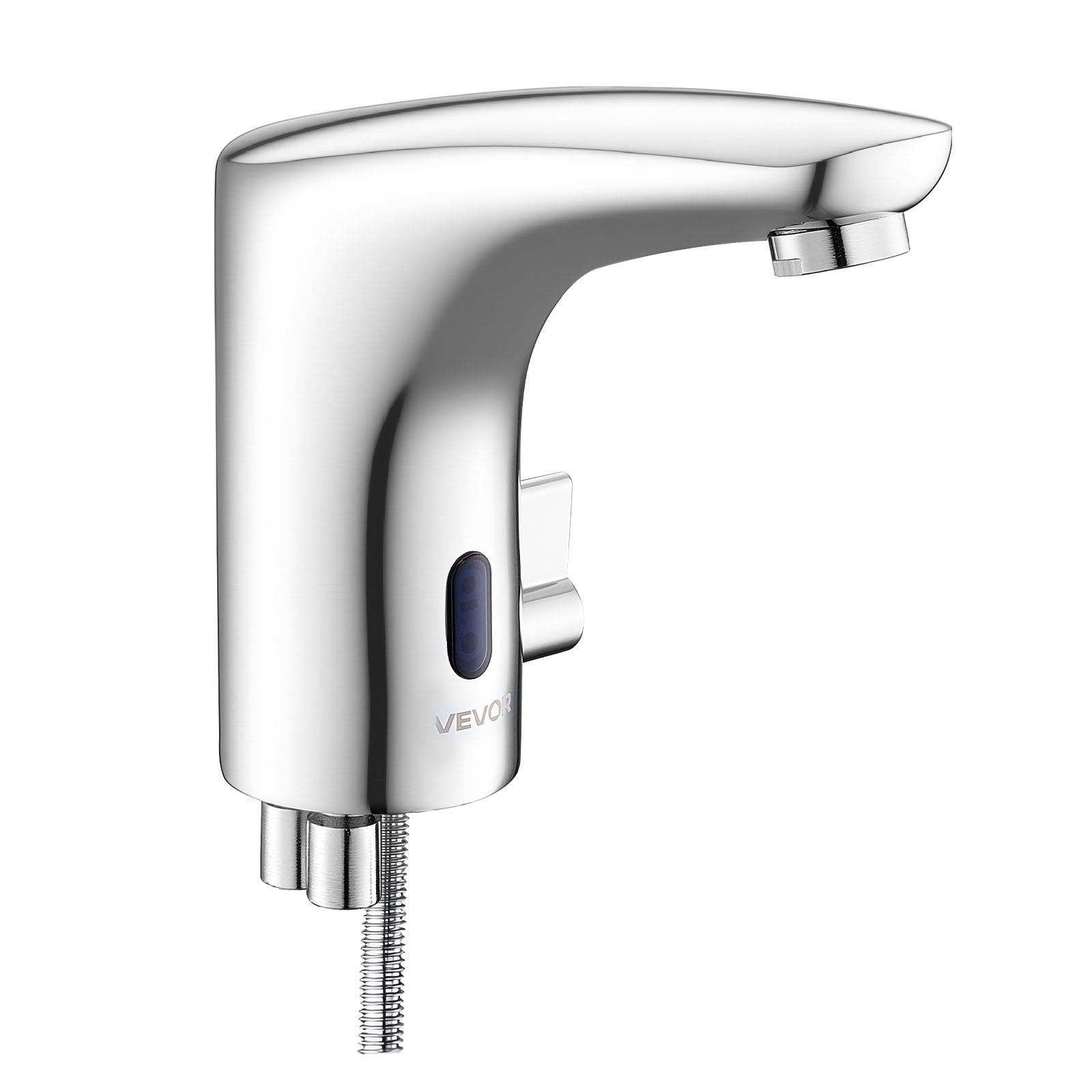 VEVOR Touchless wastafelkraan (verchroomd zilver) Automatische wastafelkraan voor in de badkamer, handsfree verstelbare eengreepsmengkraan, op batterijen werkende sensorkraan, verchroomd zilver