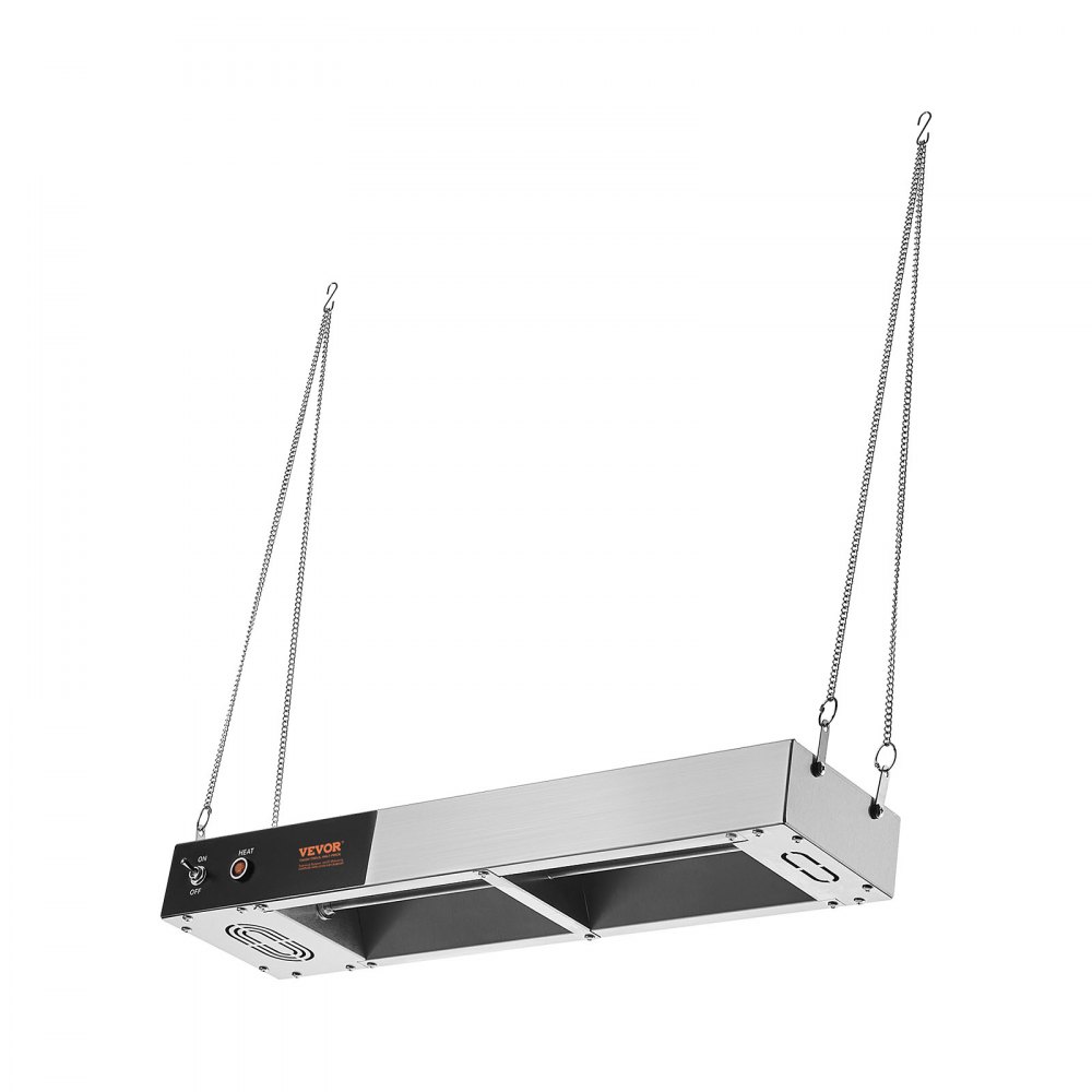 VEVOR Frietverwarmer, 750W commerciële stripvoedselverwarmer, elektrisch roestvrijstalen warmtelampstation, bovenliggende frietverwarmer voor frietbuffetkeukens en restaurants