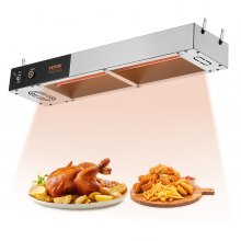 VEVOR French Fries Food Warmer, 750W Commercial Strip Food Heater Lamp, Electric Stainless Steel Heat Light Dispensing Station, Overhead French Fries Warmer for French Fries Buffet Kitchen Restaurant,