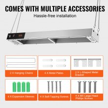 VEVOR Frieten Voedselverwarmer, 850W Commerciële Strip Voedselverwarmerlamp, Elektrisch RVS Warm Licht Afgiftestation, Overhead Frietenverwarmer voor Frietenbuffet Keuken Restaurant,