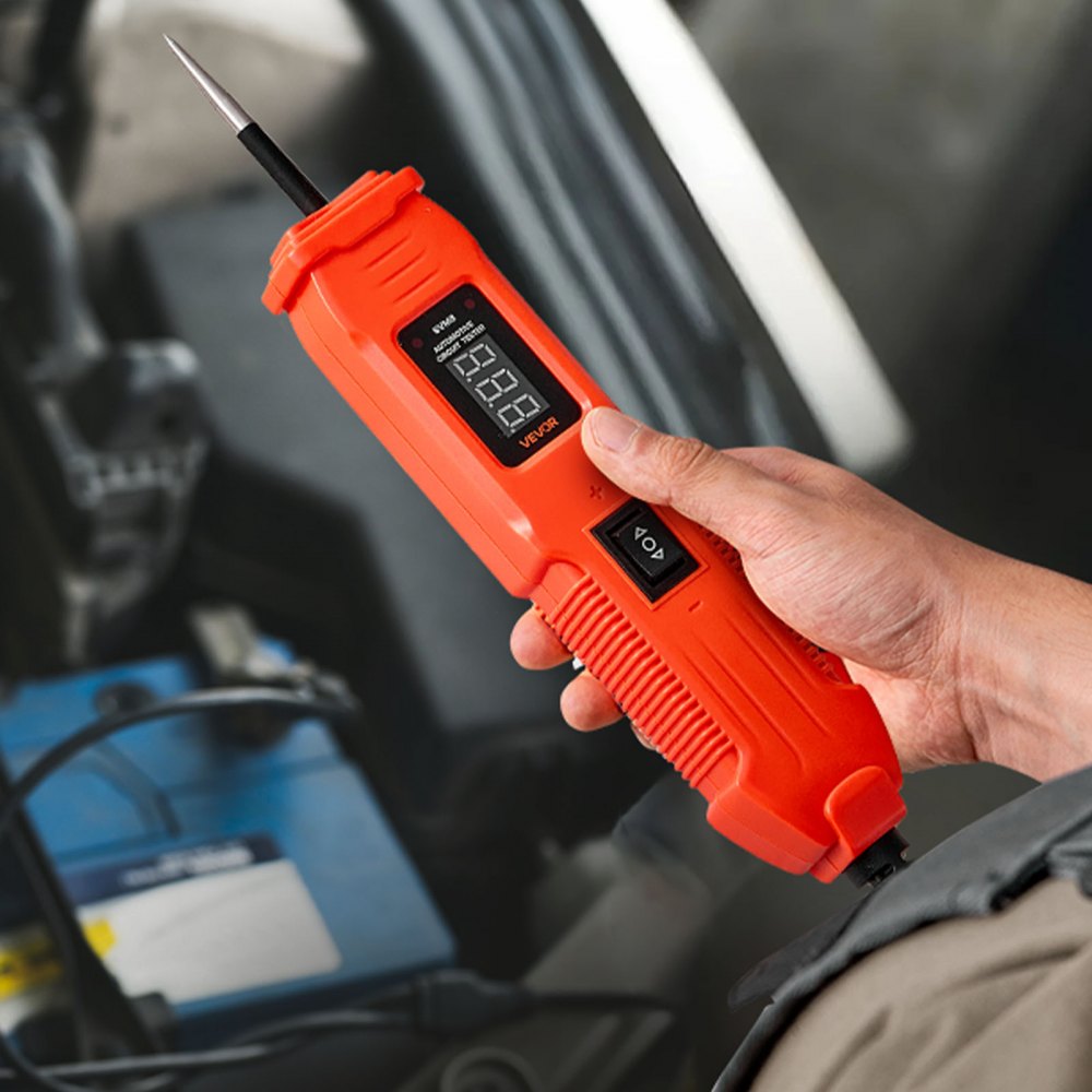 VEVOR Automotive Circuit Tester Elektrische tester met circuitsonde & LED-scherm & verlichting, 6-36 DCV-spanningstester met 4 m kabel & ABS-behuizing, elektrische detectorzoeker circuittester