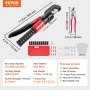 VEVOR Crimping Tool, AWG12-2/0 Copper And Aluminum Terminal Battery Lug Hydraulic Crimper, with a Cutting Pliers, Gloves, 50pcs Copper Ring Connectors, 8 x Heat Shrink Sleeves and a Blow Moulded Case
