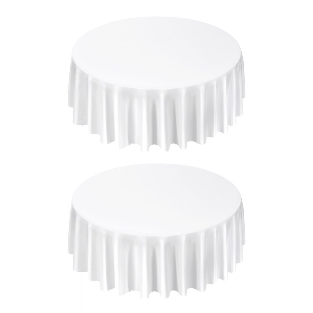VEVOR 2 stuks ronde tafelkleden, 3048 mm, kreukvrij tafelkleedbeschermer, machinewasbaar polyester tafelkleed voor feesten, bruiloften, banketten, formele evenementen, wit