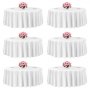 VEVOR White Round Tablecloths 6 Pack, 120 Inches in Diameter, Stain- & Wrinkle- Resistant, Machine Washable Table Clothes, Polyester Fabric Table Covers for Wedding, Party, Banquet, Formal Events