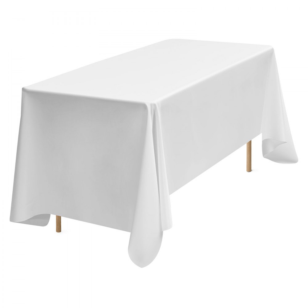 VEVOR White Tablecloths for Rectangle Tables, 6 Pack, 70 x 120 Inches, Reusable and Machine Washable Table Clothes, Wrinkle-Resistant Polyester Fabric Table Covers for Wedding, Party, Banquet