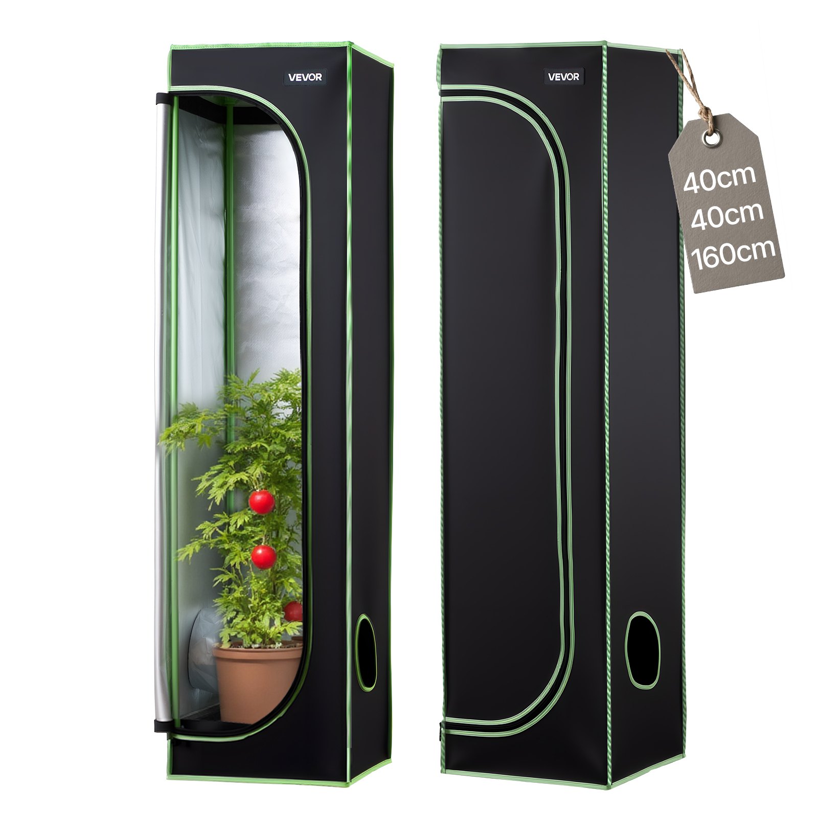 VEVOR kweektent, 40x40x160 cm, kweektent van 600D, sterk reflecterend mylar, binnenplantentent met observatievenster, grondbak en ritssluiting, kweektent voor fruit, bloemen en groenten in kassen
