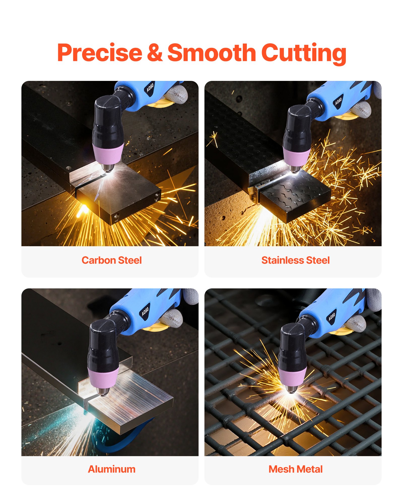 VEVOR Plasma Cutter, 60A Plasma Cutting Machine, Digital Display IGBT Inverter Cutter Machine with 2T/4T Function & Adjustable PA/PT Time for Industrial Use (400V 3-Phase Power Supply)